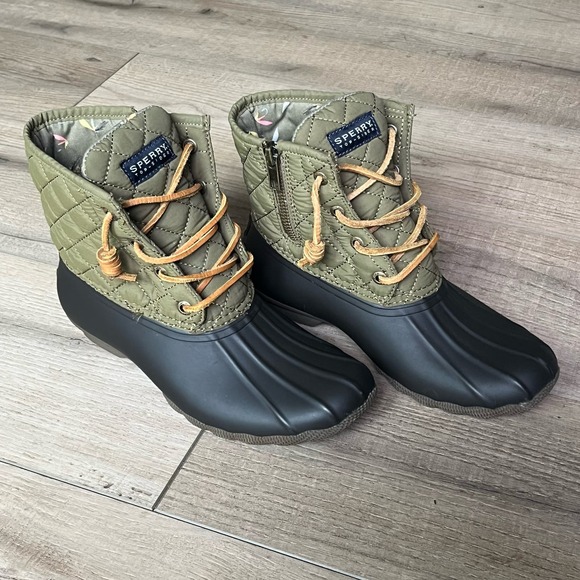 Size 5 Sperry Top-Sider Salt Water Rubber Boot Waterproof Brown/Olive STS93692 - Picture 2 of 10